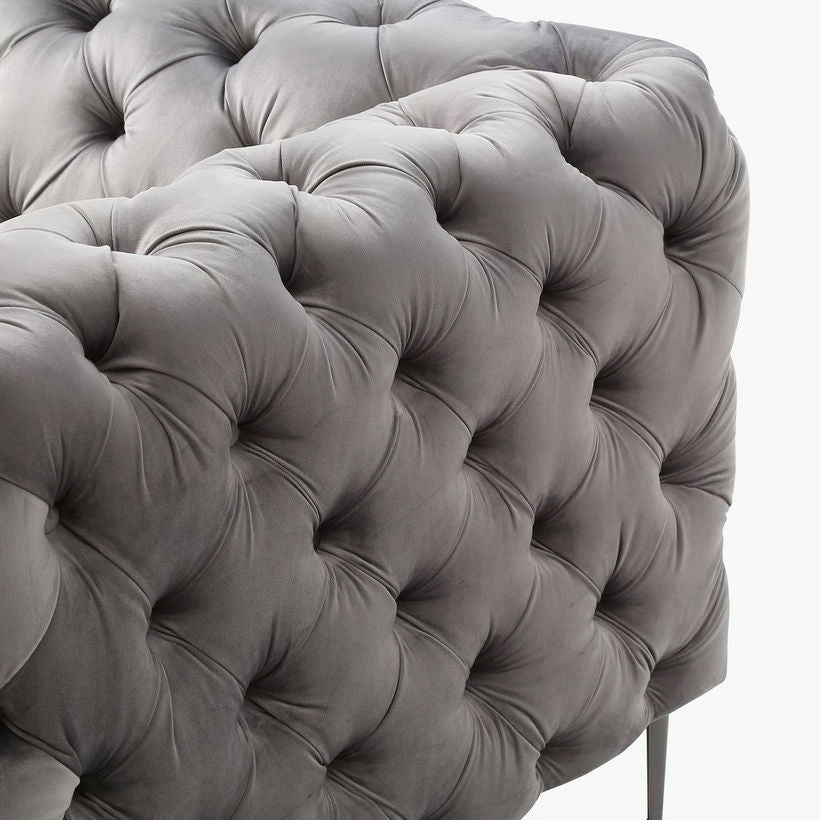 Modern Stainless Steel Base Tufted Velvet Chesterfield Single Chair Chair -