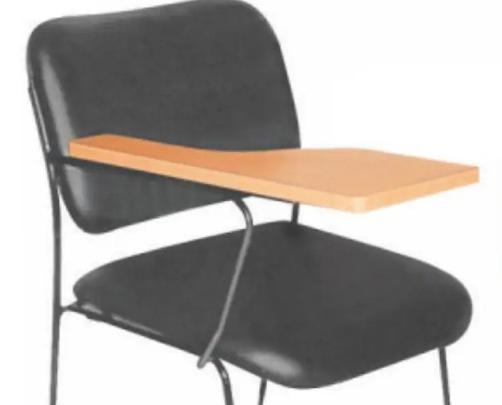 Modern Study Chair in Metal Frame Base with Wooden Writing Pad -