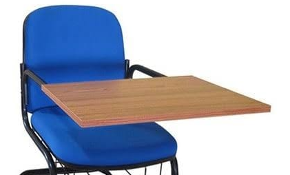 Modern Study Chair in Metal Frame Legs Base with Wooden Writing Pad -
