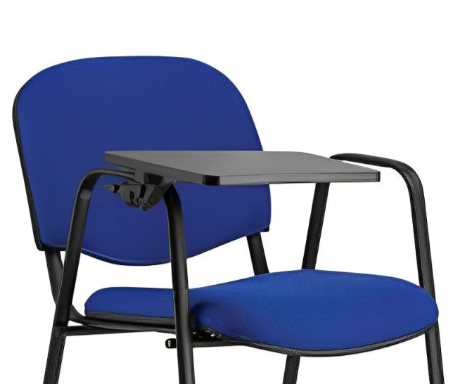 Modern Study Chair in Metal Frame Legs with Wooden Writing Pad -