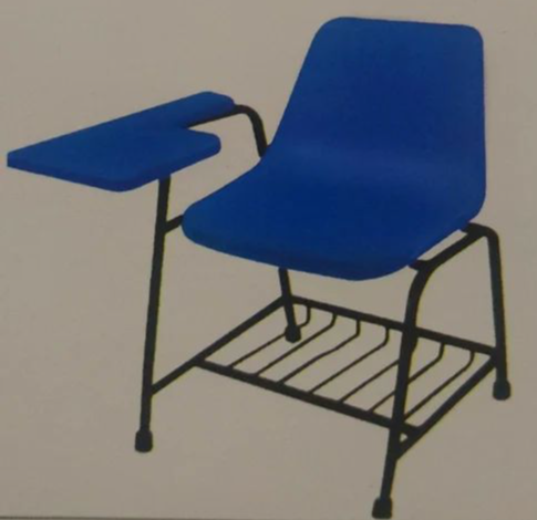 Modern Study Chair in Metal Legs with Wooden Plastic Pad -