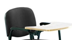 Modern Study Chair in Metal Legs with Wooden Writing Pad -