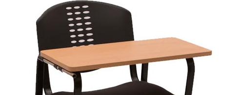 Modern Study Chair in Metal Legs with Wooden Writing Pad -