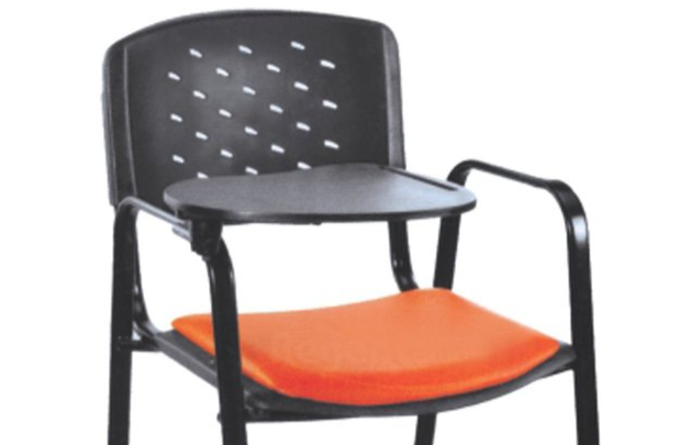 Modern Study Chair in Metal Legs with Wooden Writing Pad -