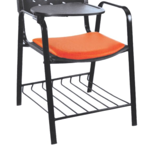 Modern Study Chair in Metal Legs with Wooden Writing Pad -