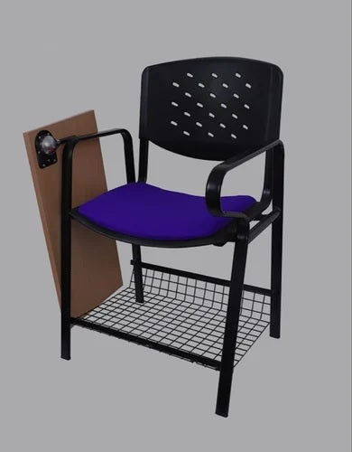 Modern Study Chair in Metal Legs with Wooden Writing Pad -