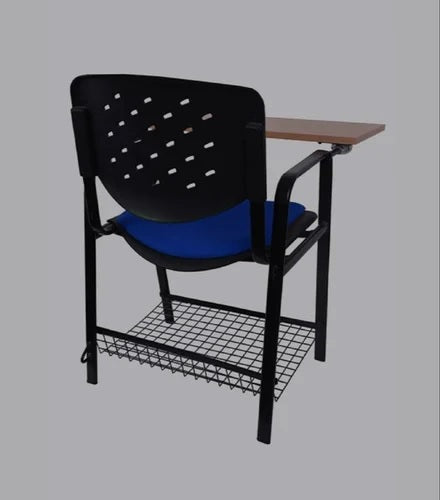 Modern Study Chair in Metal Legs with Wooden Writing Pad -