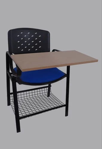 Modern Study Chair in Metal Legs with Wooden Writing Pad -