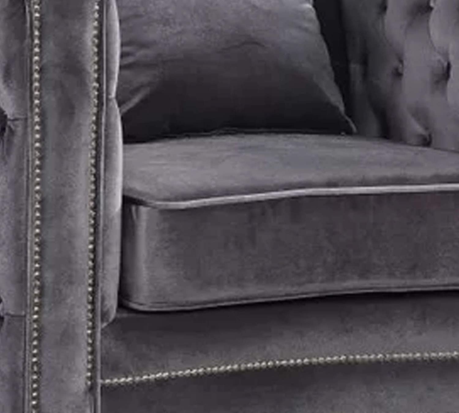 Modern Velvet Chair in Grey/Beige/Royal Blue -