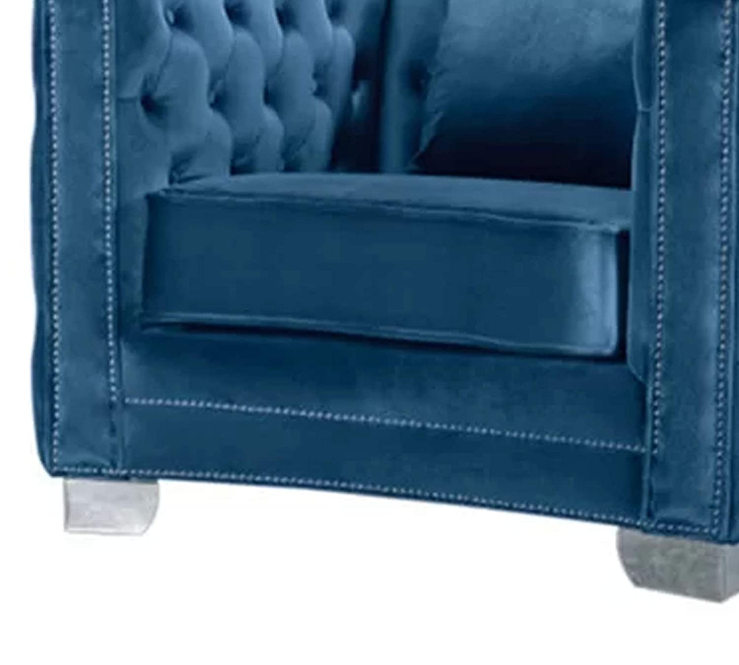 Modern Velvet Chair in Grey/Beige/Royal Blue -