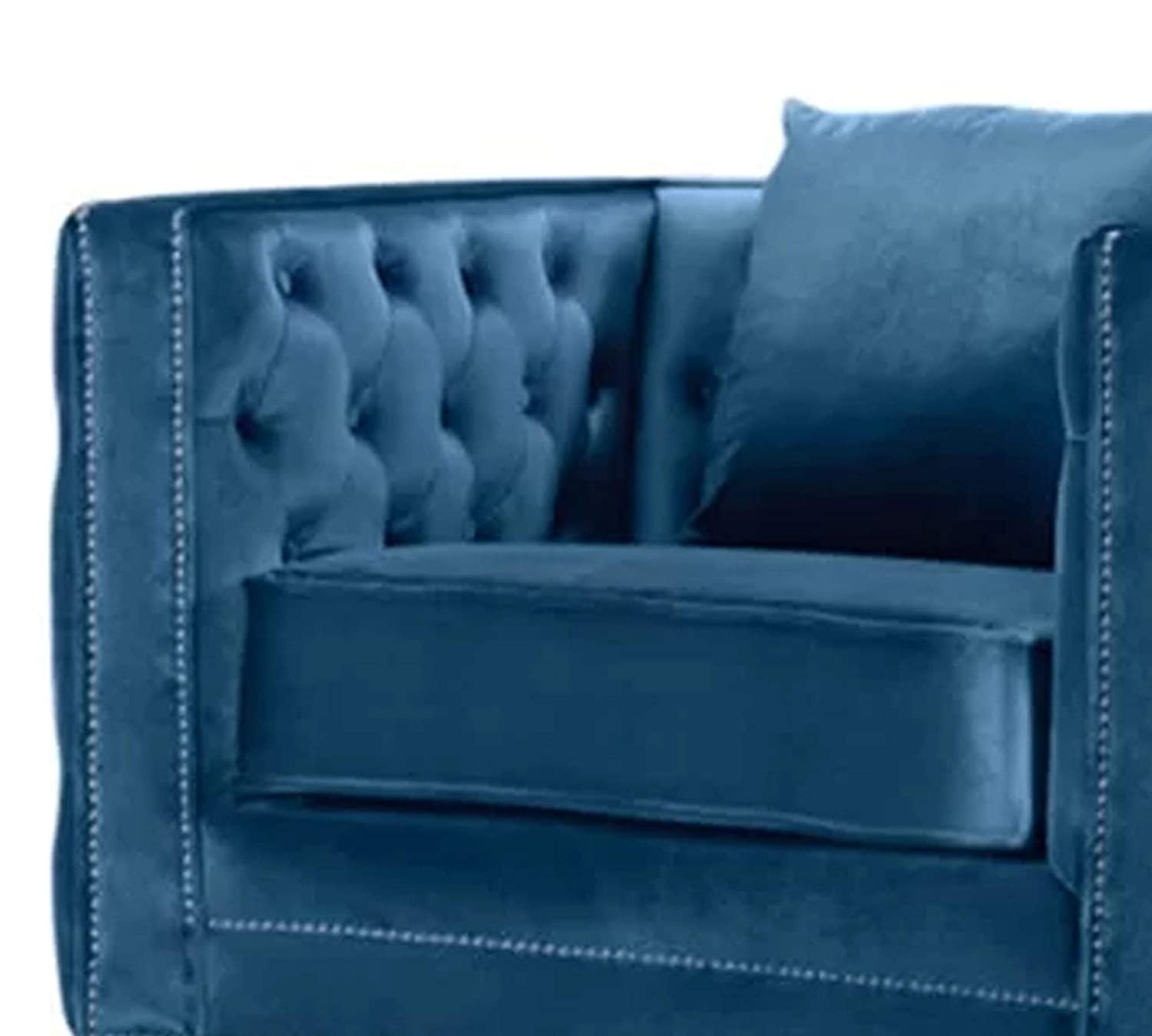 Modern Velvet Chair in Grey/Beige/Royal Blue -