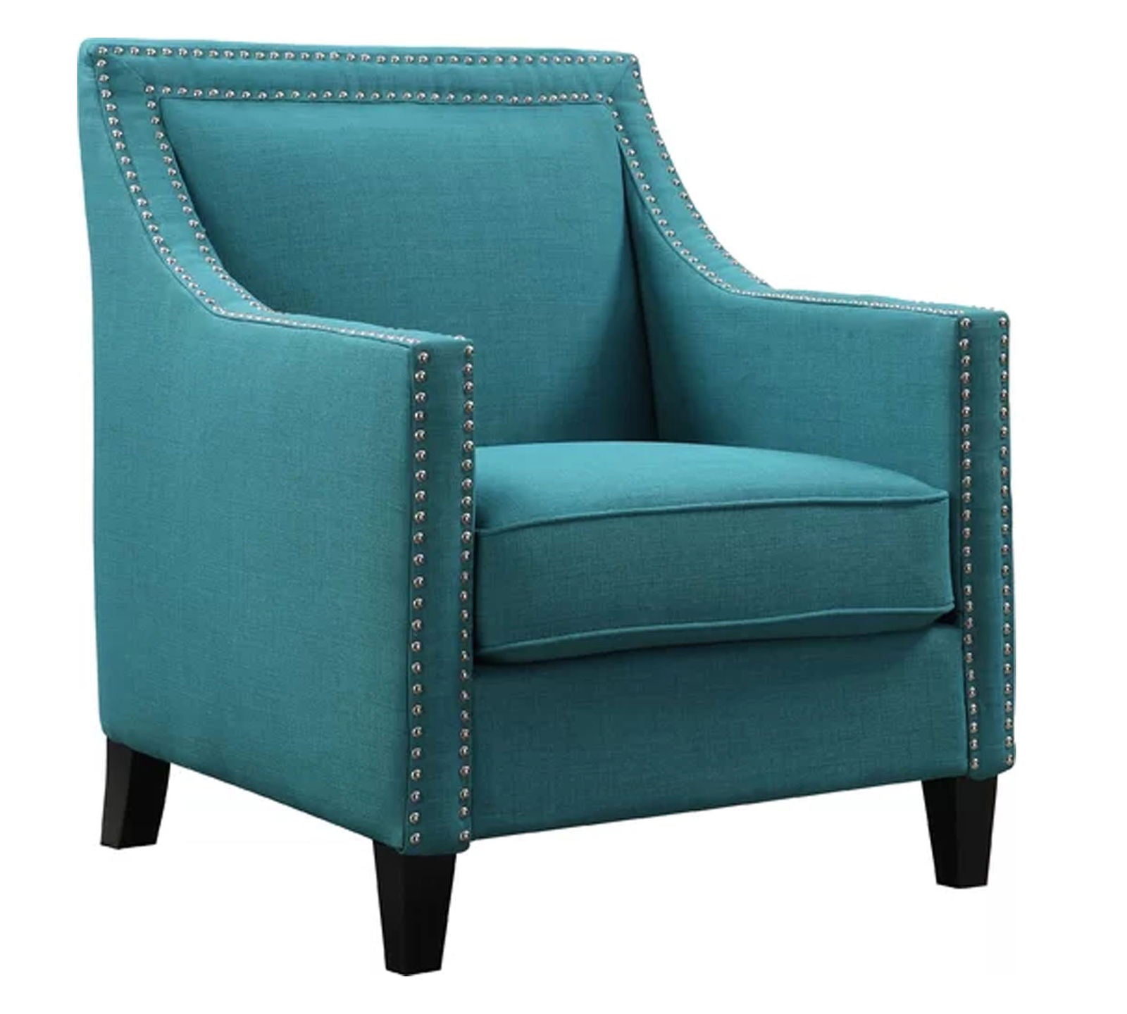 Modern Velvet Lounge Chair in Teak Wood with Armrest -