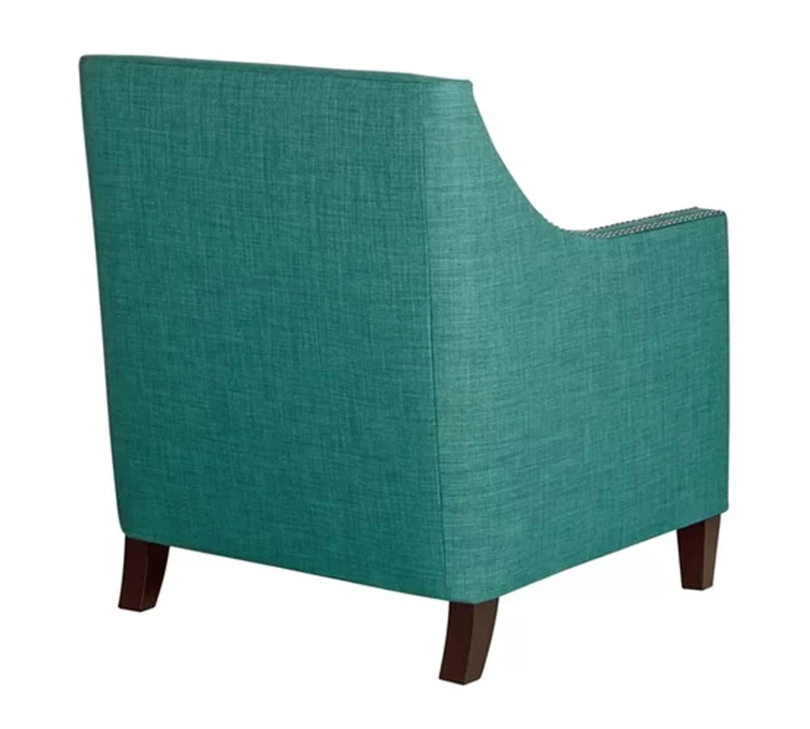 Modern Velvet Lounge Chair in Teak Wood with Armrest -
