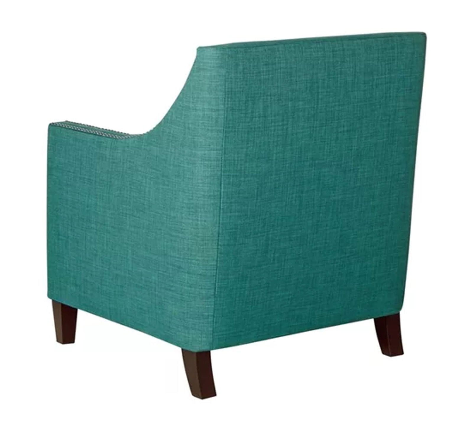 Modern Velvet Lounge Chair in Teak Wood with Armrest -