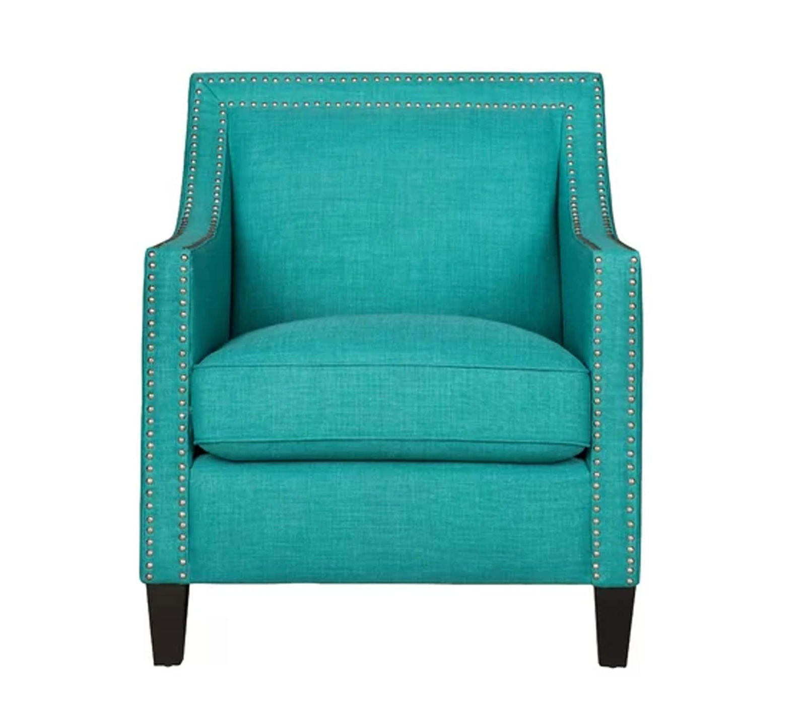 Modern Velvet Lounge Chair in Teak Wood with Armrest -