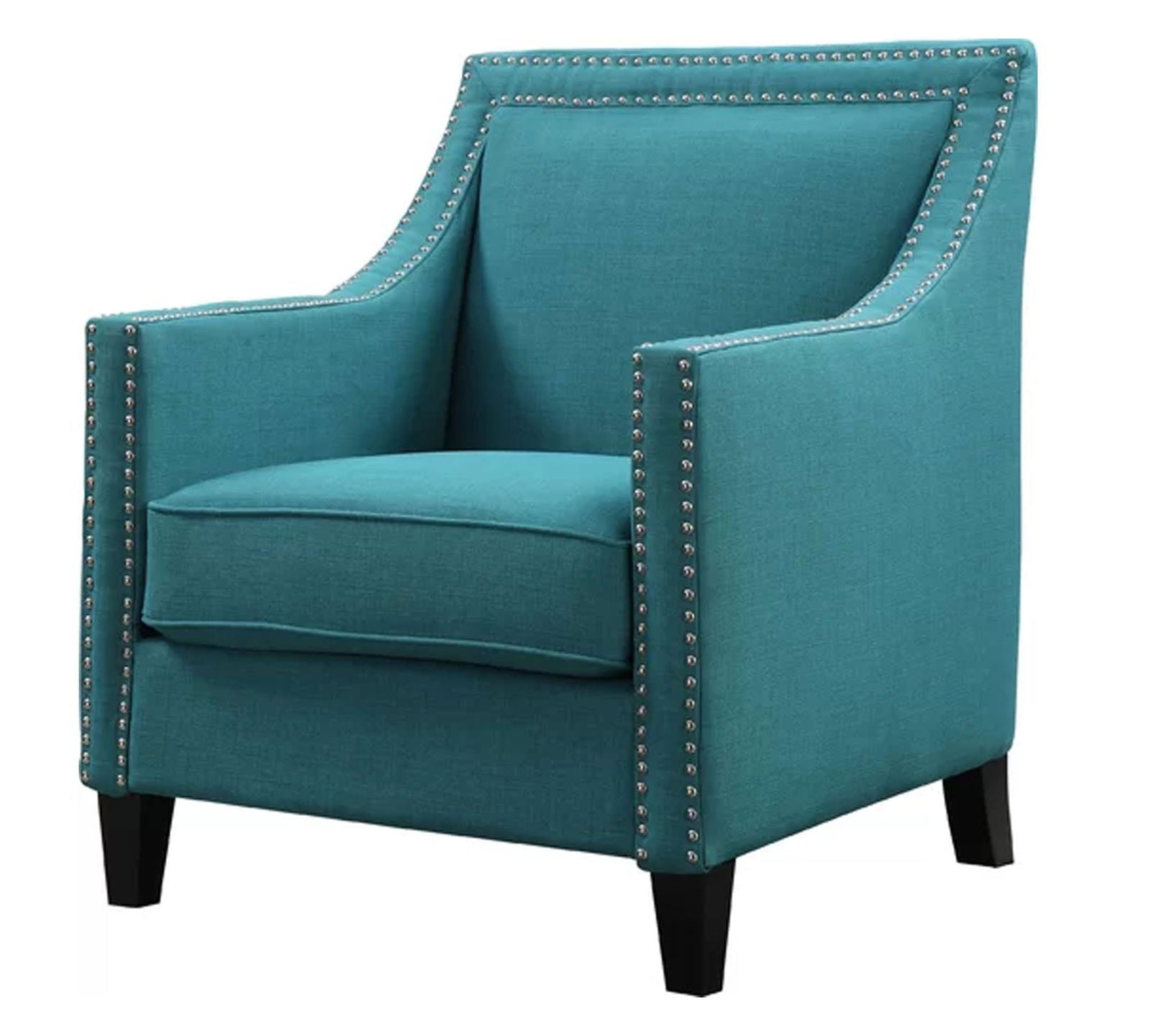 Modern Velvet Lounge Chair in Teak Wood with Armrest -