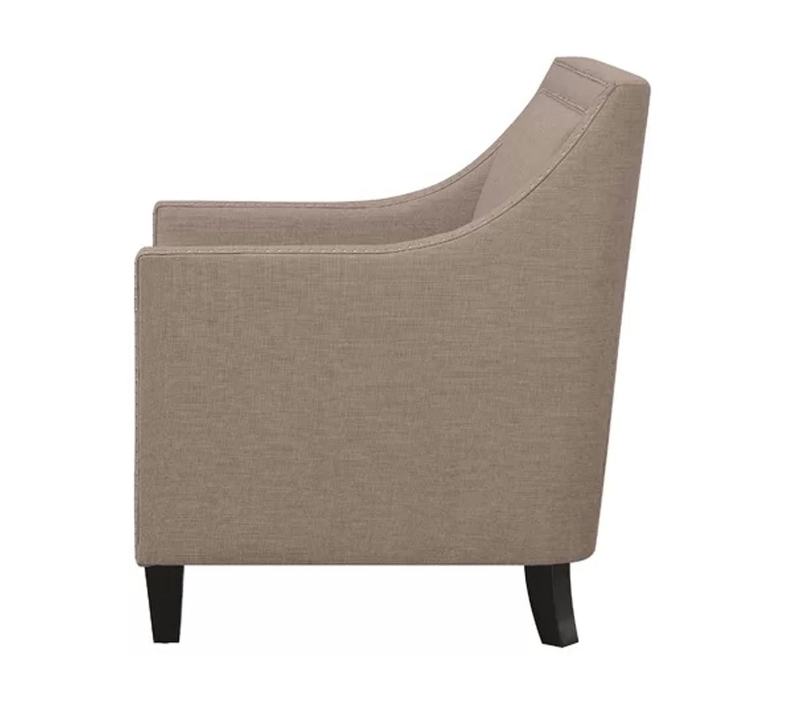 Modern Velvet Lounge Chair in Teak Wood with Armrest -