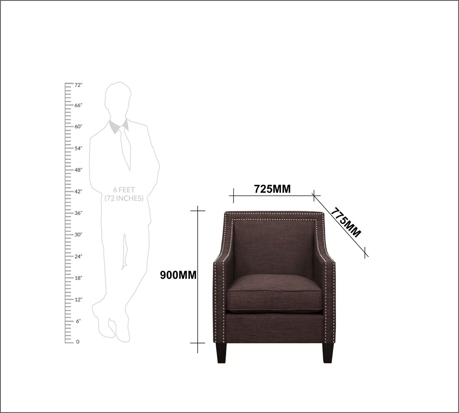 Modern Velvet Lounge Chair in Teak Wood with Armrest -
