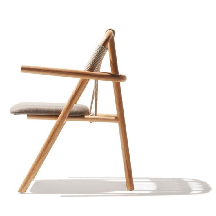 Natural Linen Accent Chair with Solid Wood Frame & Woven Back Design -