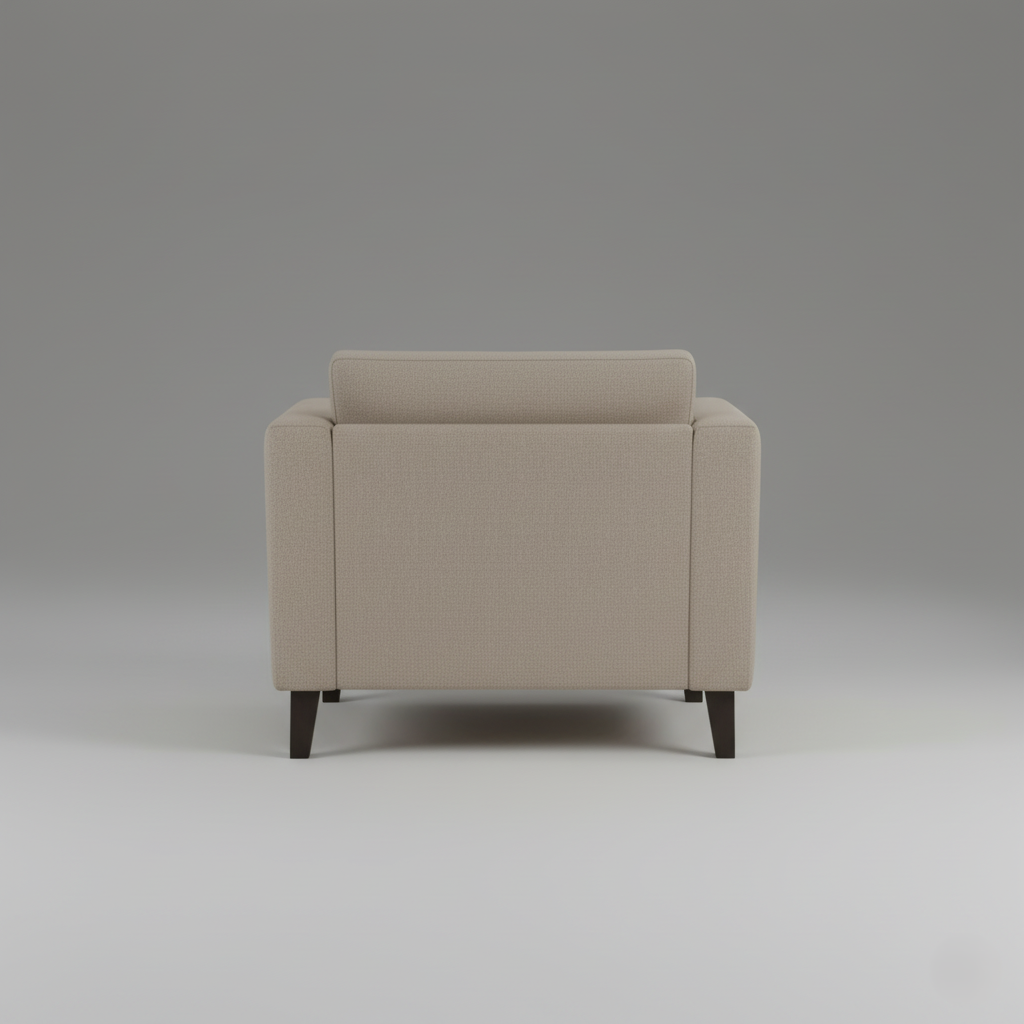 घरेलू फर्नीचर के लिए 3 सीटर सोफा, मरांडी लकड़ी के फ्रेम में बना, लेदरेट असबाब और मुलायम गद्देदार और सागौन की लकड़ी के पैरों के साथ