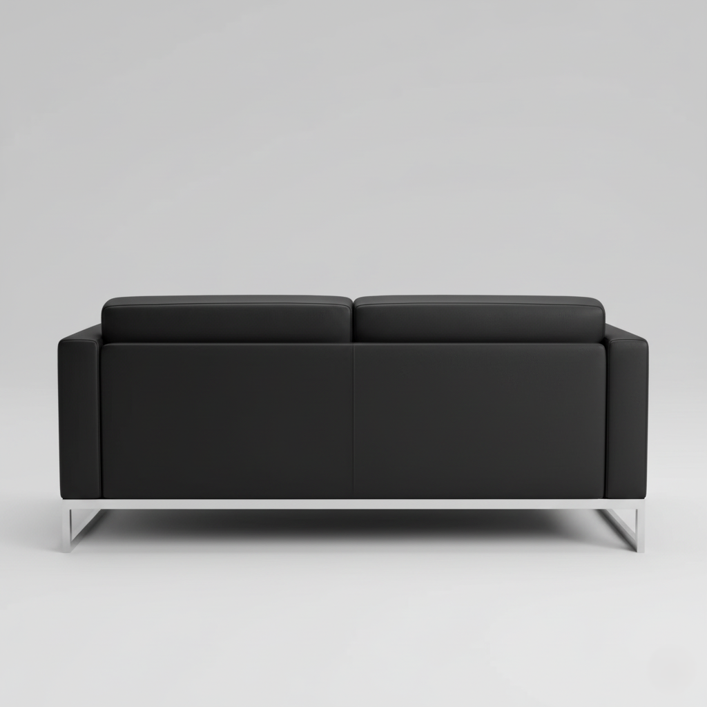 घरेलू फर्नीचर के लिए 3 सीटर सोफा, आधुनिक डिज़ाइन और लेदरेट अपहोल्स्ट्री के साथ प्लाईवुड फ्रेम में निर्मित - मुलायम सीटिंग और धातु के पैर