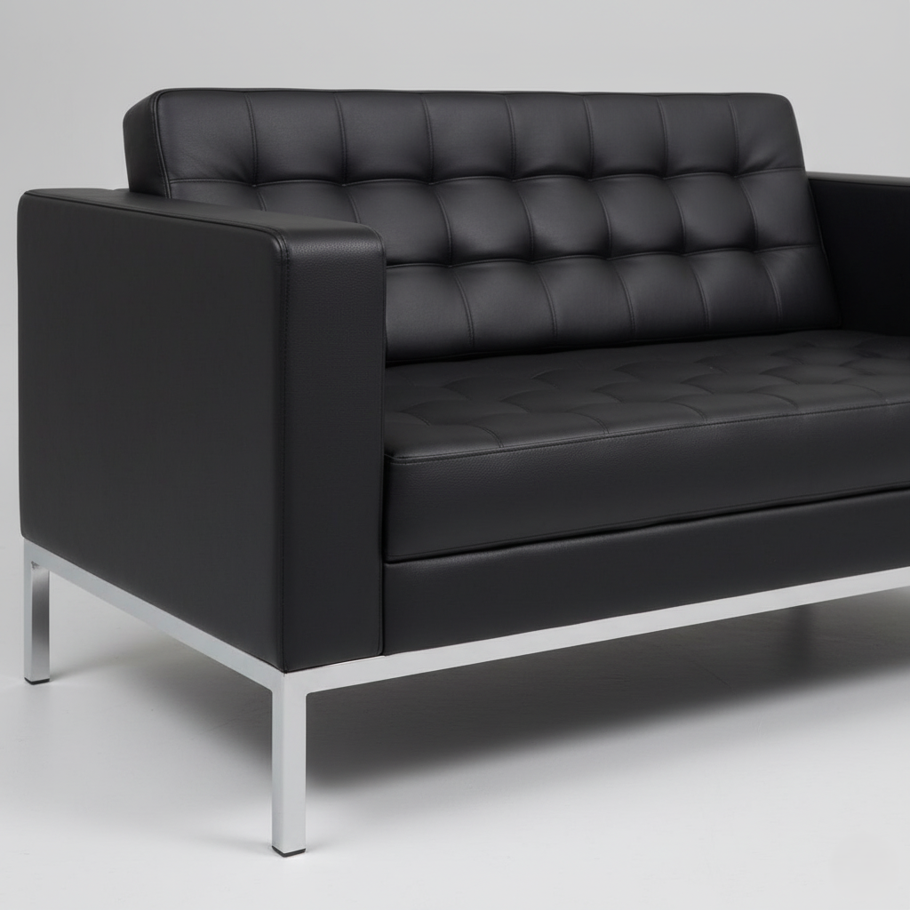 क्विल्टेड सीट और बैक, प्रीमियम लेदरेट अपहोल्स्ट्री और टिकाऊ मरांडी वुड फ्रेम वाला आधुनिक सोफा - किसी भी लिविंग स्पेस के लिए एक स्टाइलिश और आरामदायक अतिरिक्त