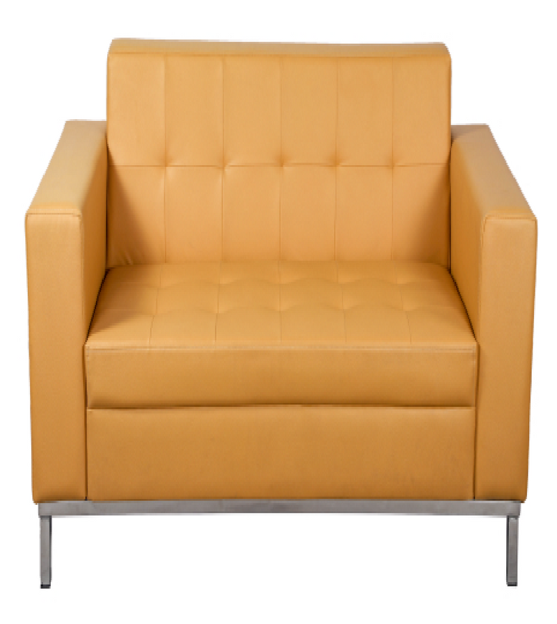 One Seater Sofa in Leatherette Upholstery with Metal frame