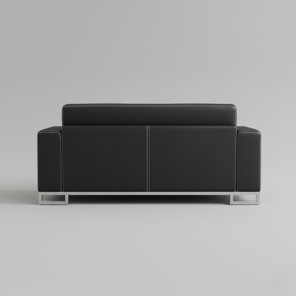 घरेलू फर्नीचर के लिए आधुनिक सोफा, क्रोम फिनिश में धातु के पैर के साथ लेदरेट असबाब