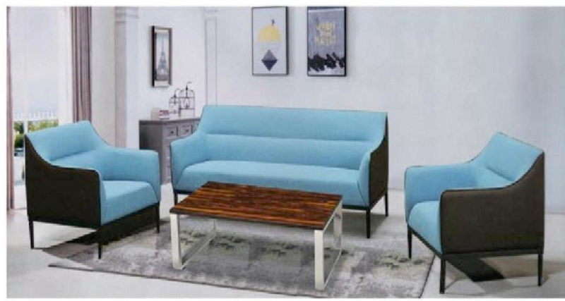 Blue Leatherette Upholstery with Metal frame Sofa
