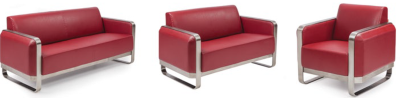 3 Seater Sofa in Leatherette Upholstery with Metal frame
