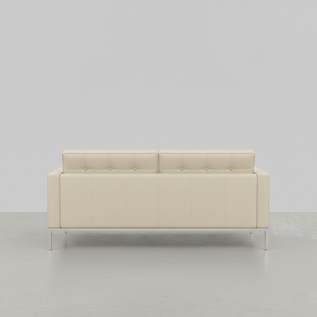 घरेलू फर्नीचर के लिए 3 सीटर सोफा, लेदरेट असबाब और धातु के पैरों के साथ मरांडी लकड़ी से बना है