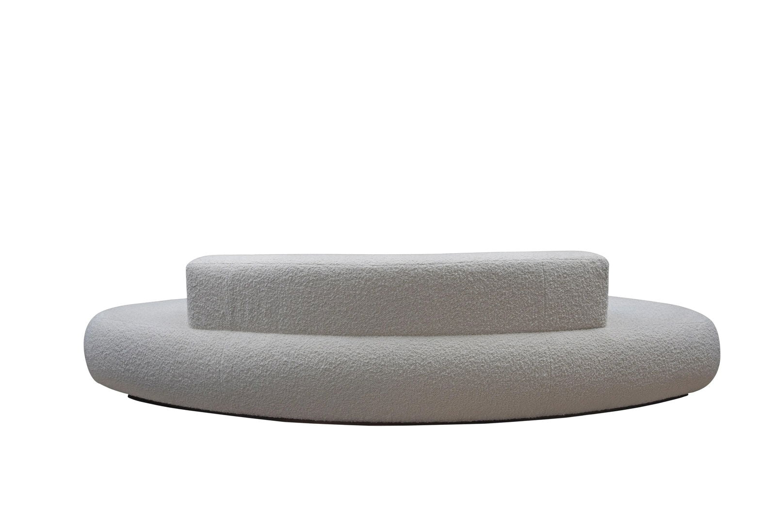 Off White 3 Seater Fabric Sofa with Wooden Base -