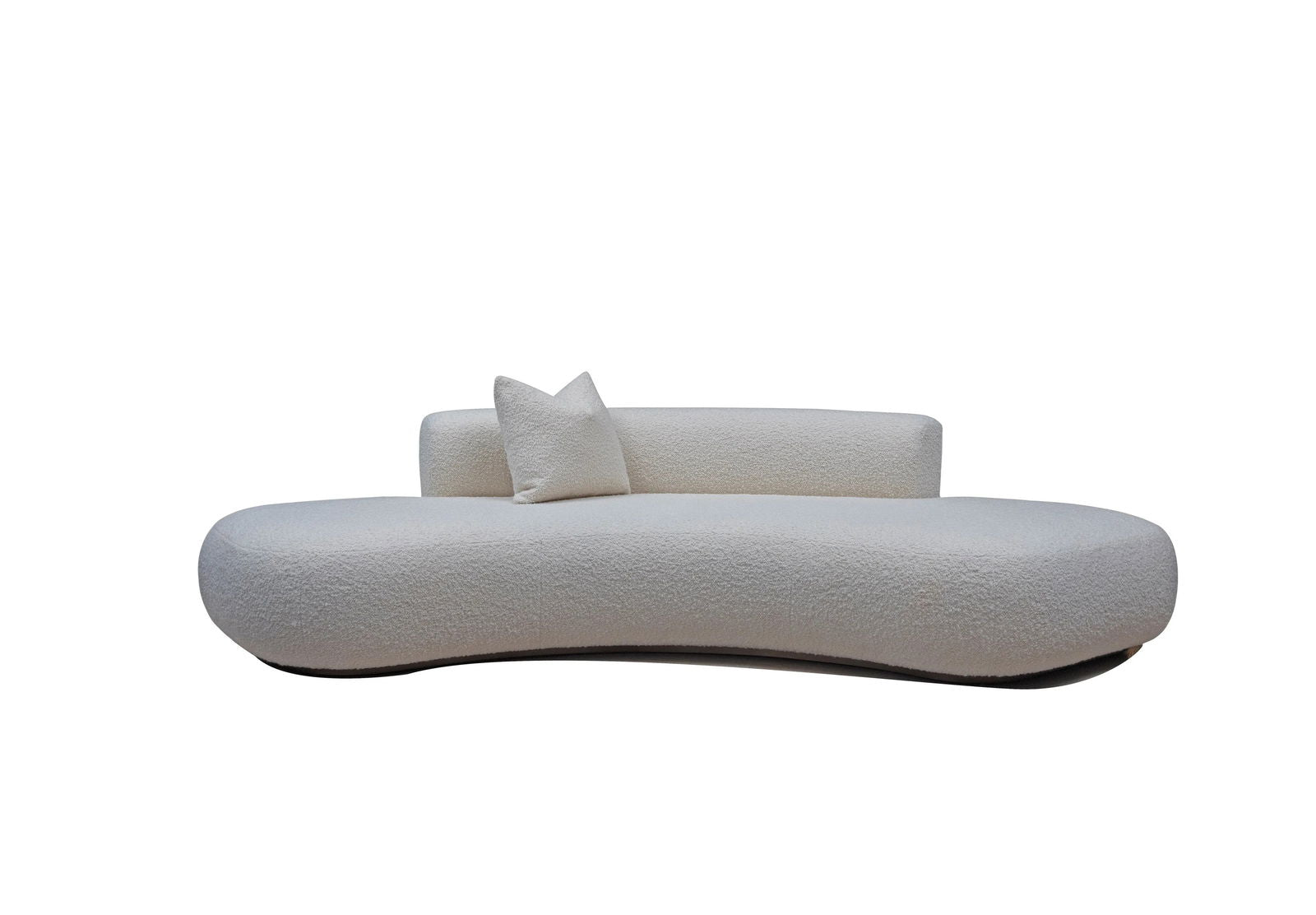 Off White 3 Seater Fabric Sofa with Wooden Base -
