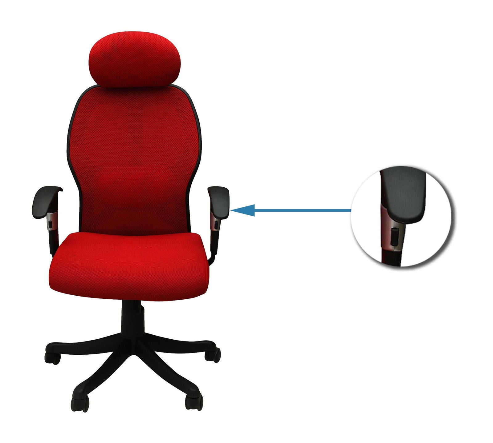 Office Chair with Height Adjustable Nylon Wheels Base -