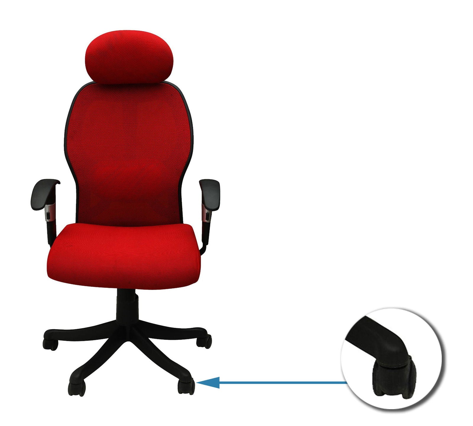 Office Chair with Height Adjustable Nylon Wheels Base -