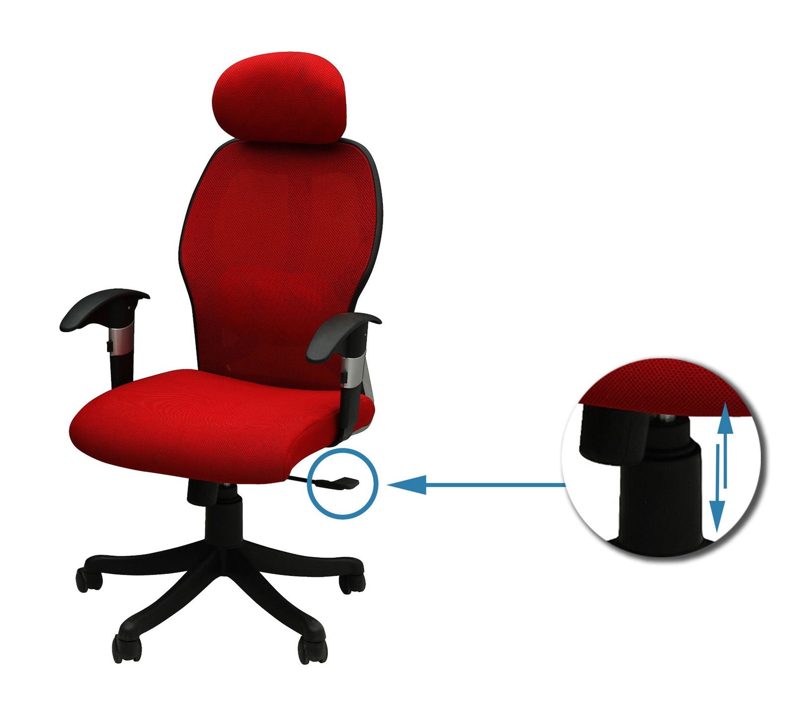Office Chair with Height Adjustable Nylon Wheels Base -