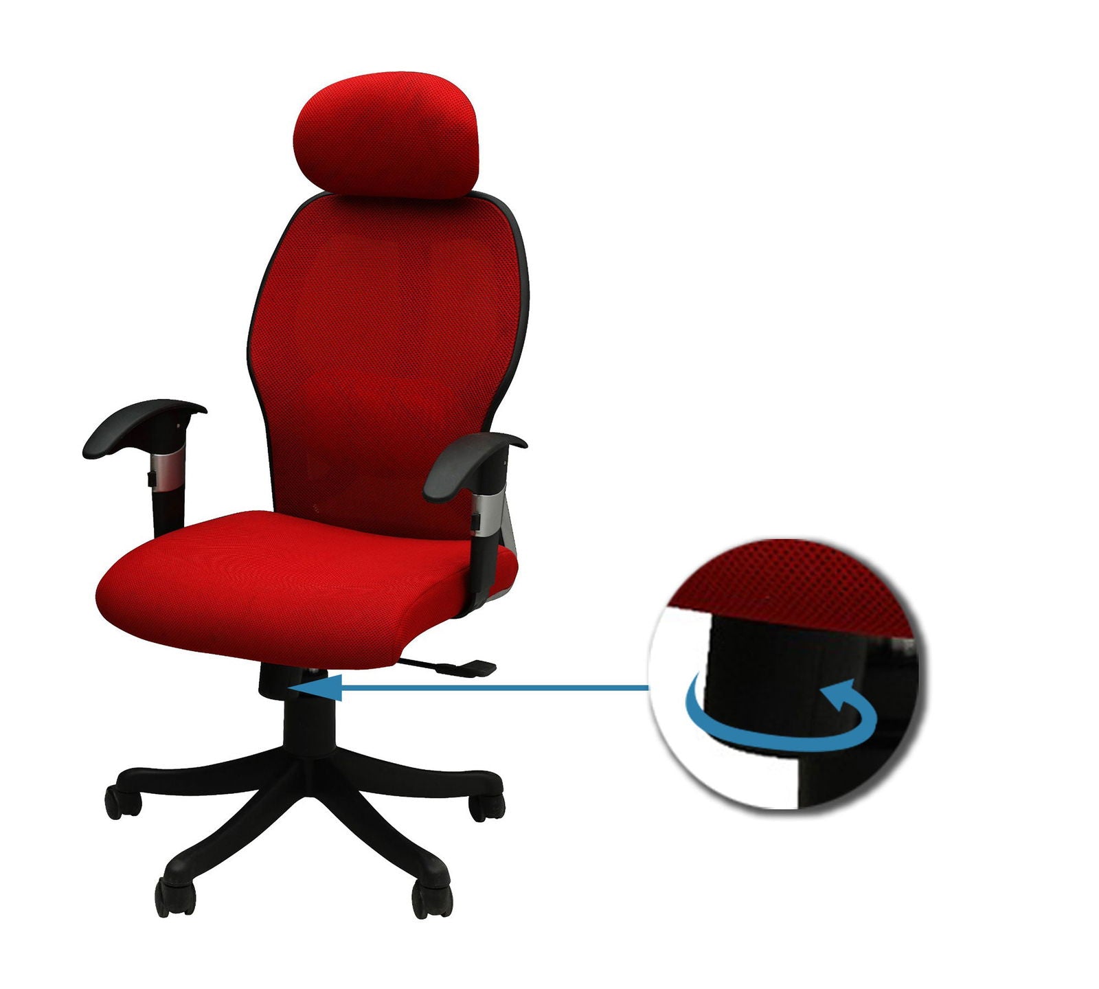 Office Chair with Height Adjustable Nylon Wheels Base -
