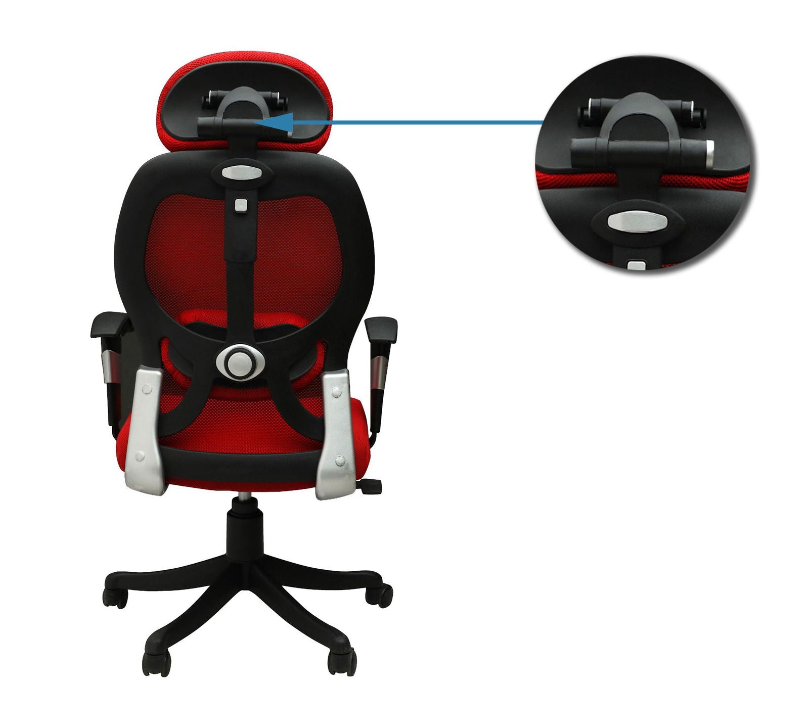 Office Chair with Height Adjustable Nylon Wheels Base -