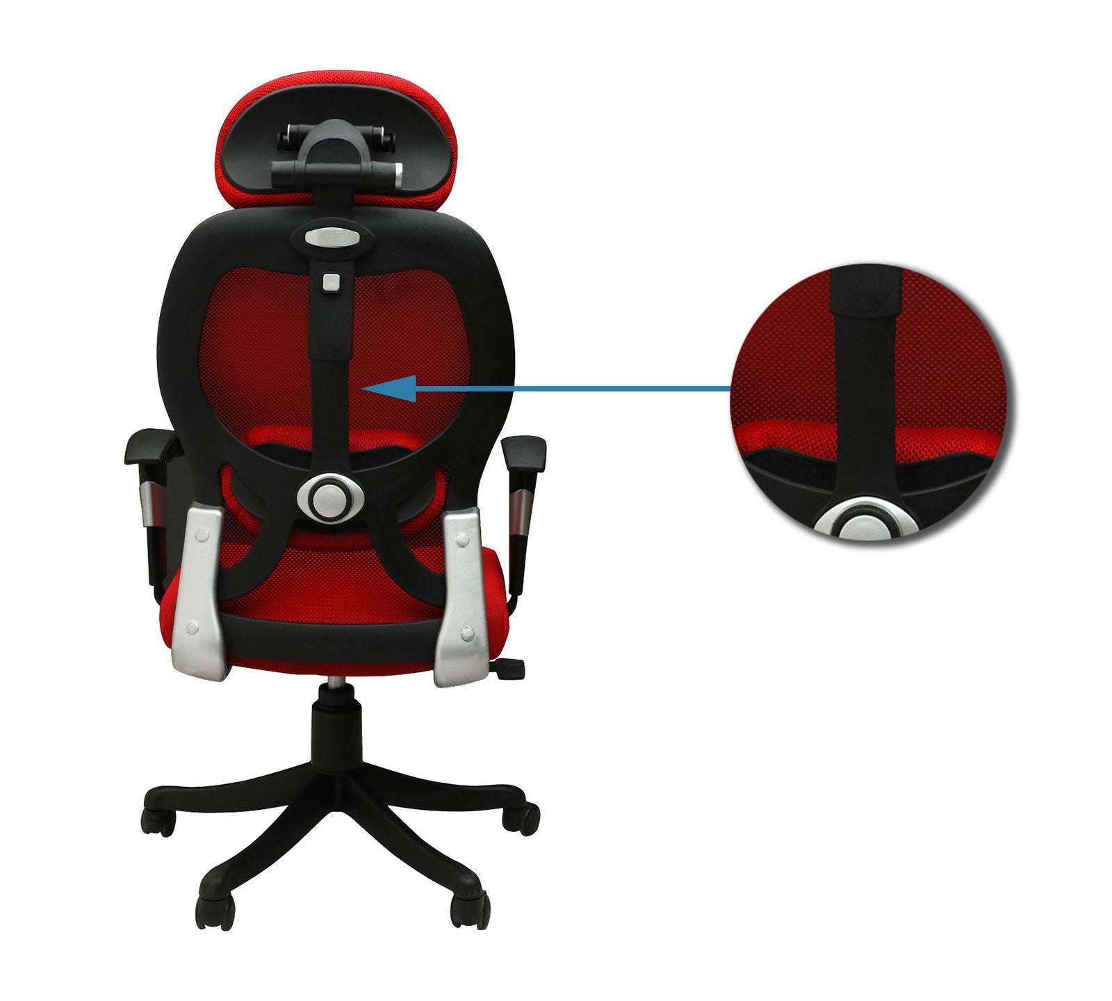 Office Chair with Height Adjustable Nylon Wheels Base -