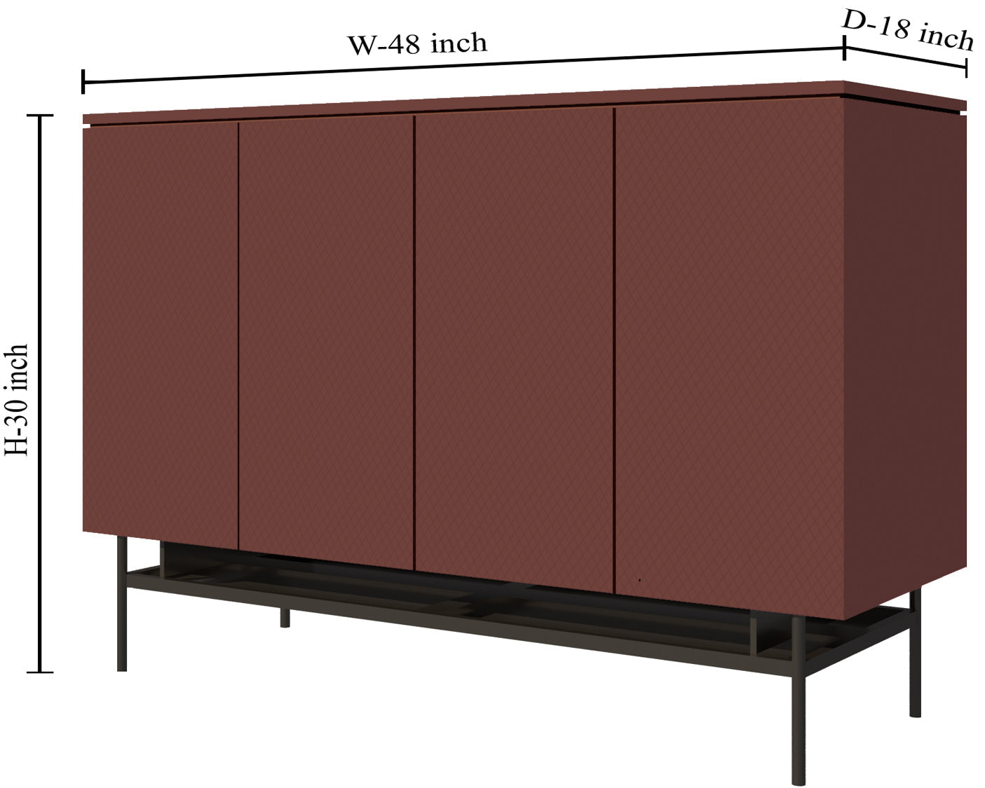 Office Drawer Cabinet in Wooden with Metal Legs Base -