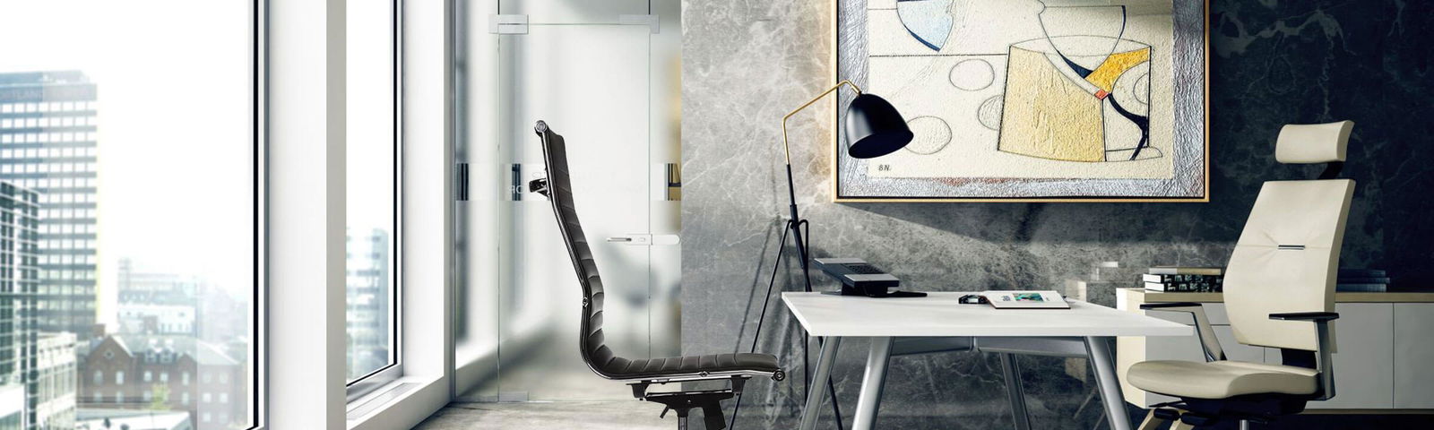 Office Executive Chair High Back with D Shape Armrest and Chrome Base -