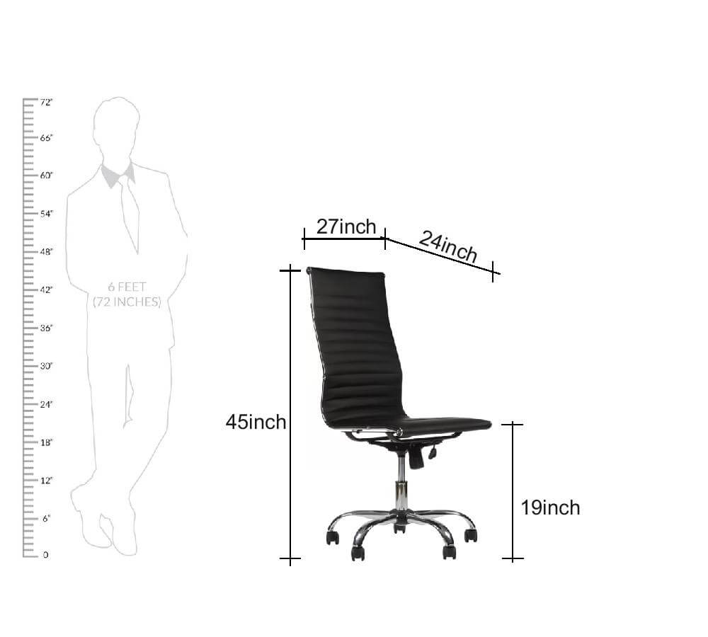 Office Executive Chair High Back with D Shape Armrest and Chrome Base -