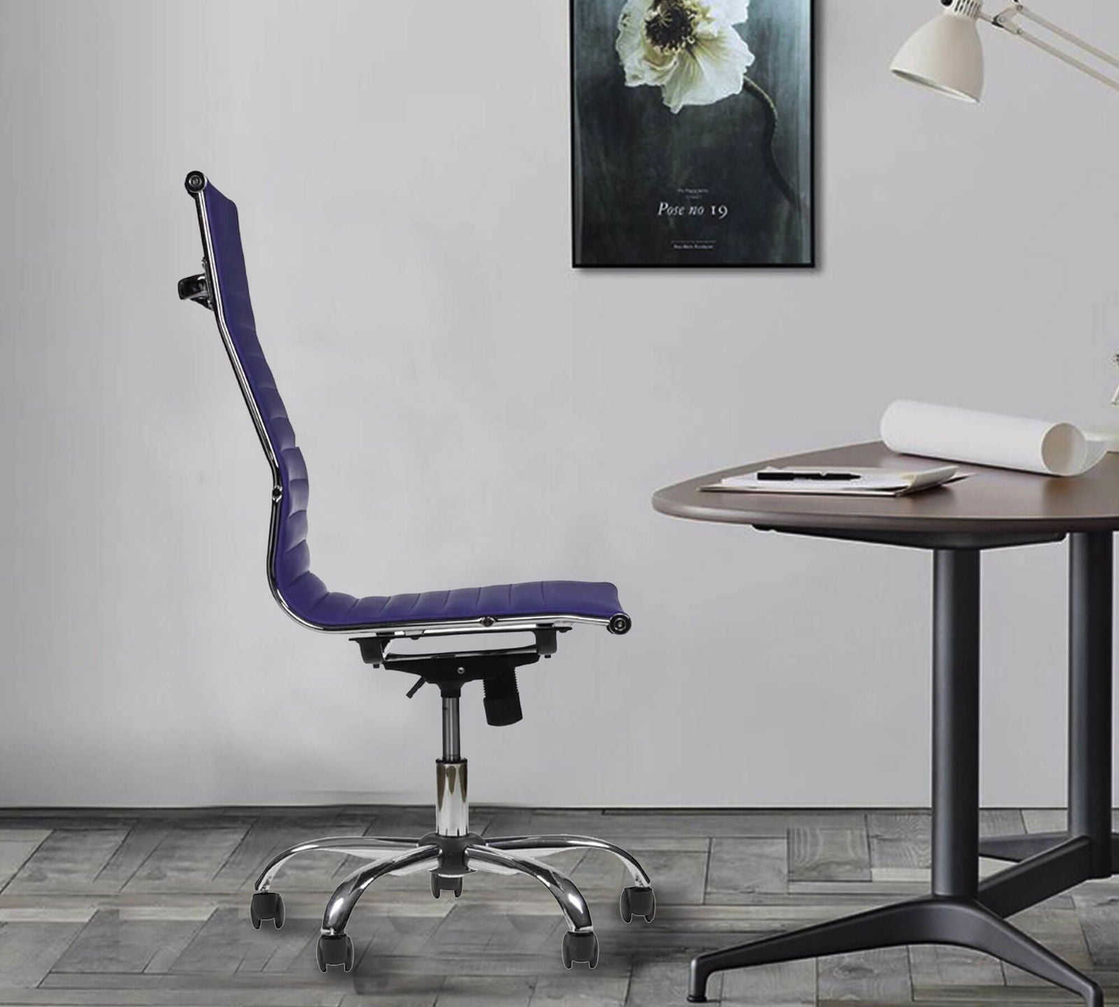 Office Executive Chair High Back with D Shape Armrest and Chrome Base -