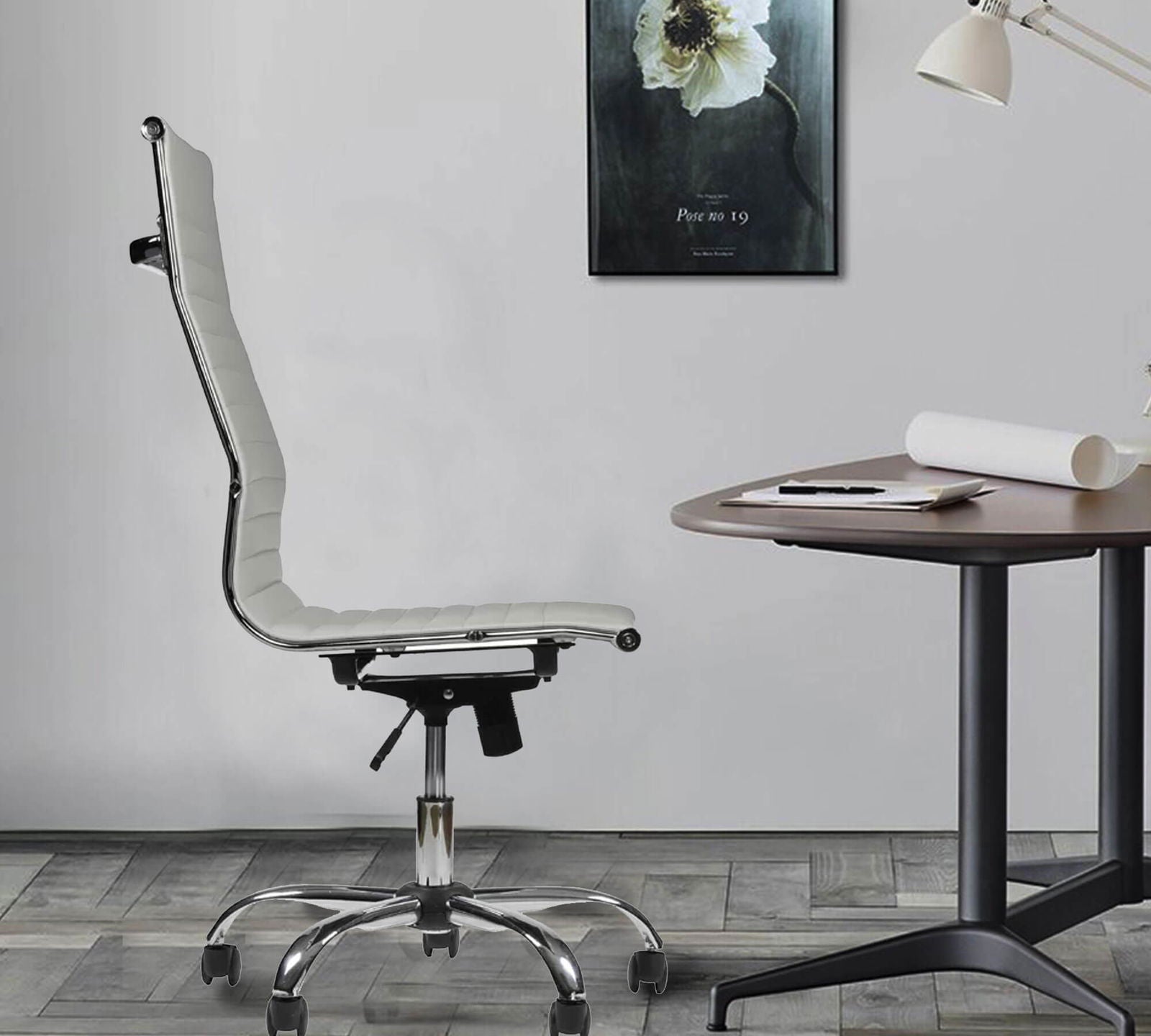 Office Executive Chair High Back with D Shape Armrest and Chrome Base -