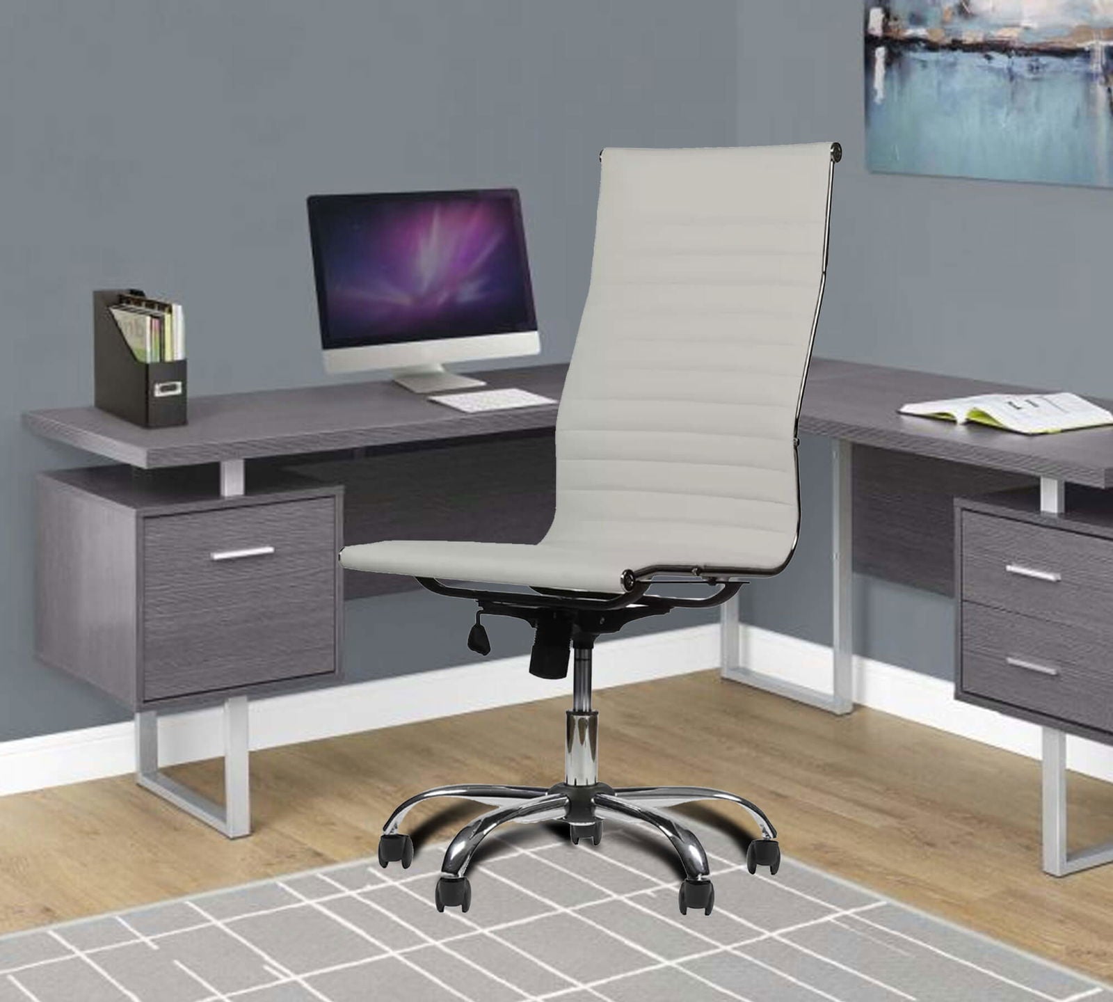 Office Executive Chair High Back with D Shape Armrest and Chrome Base -