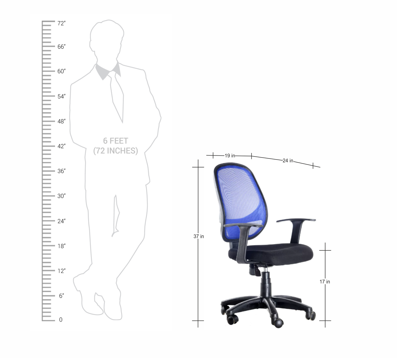 Office Executive Chair Medium Back Nylon Base -