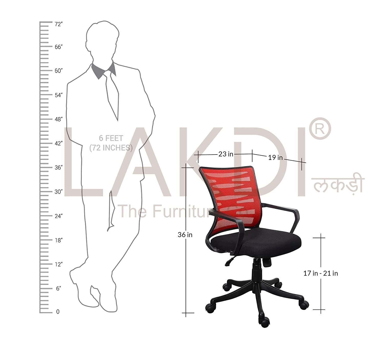 Office Executive Chair in Medium Back Nylon Base -