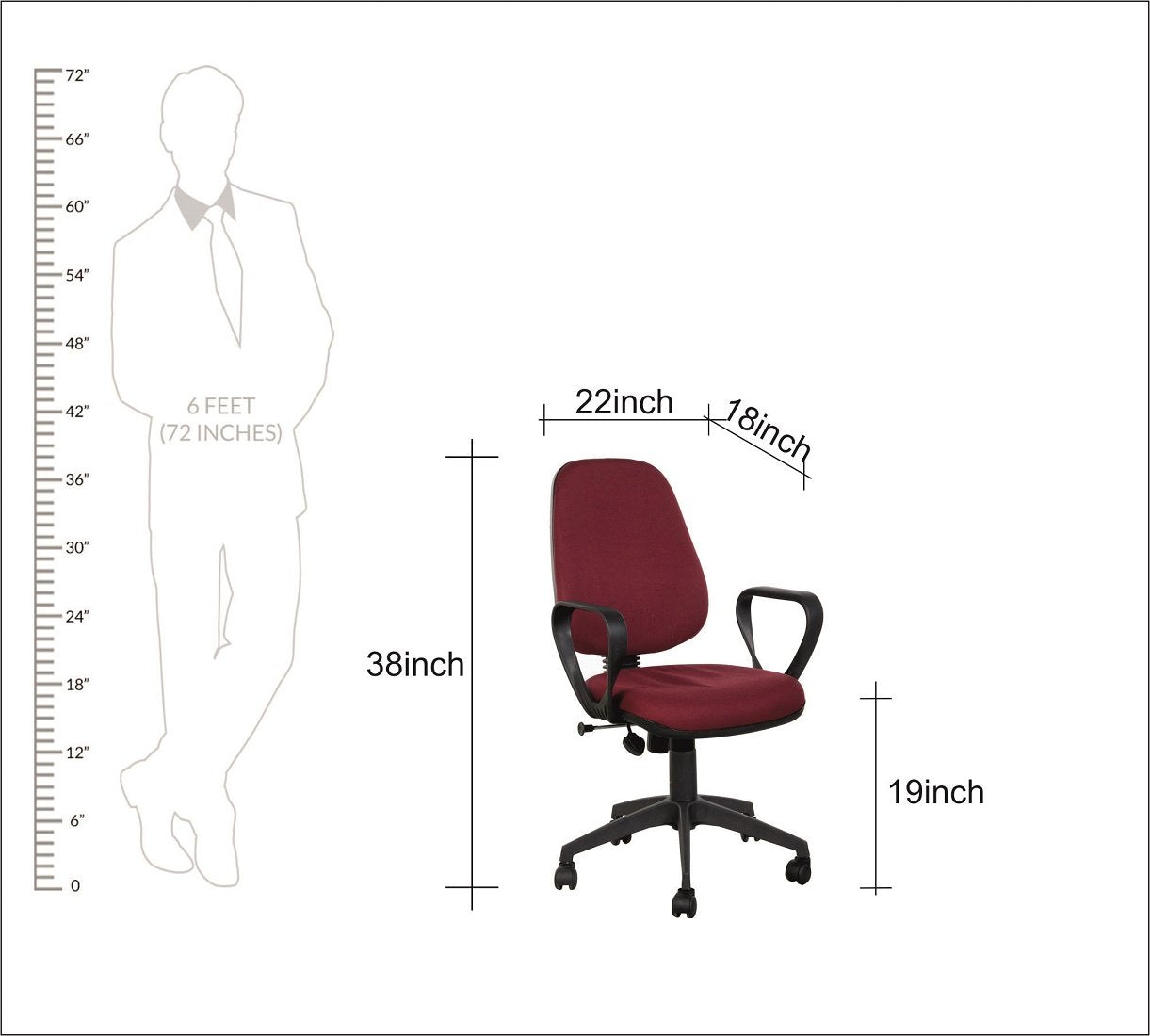 Office Executive Fabric Chair with Nylon Base -