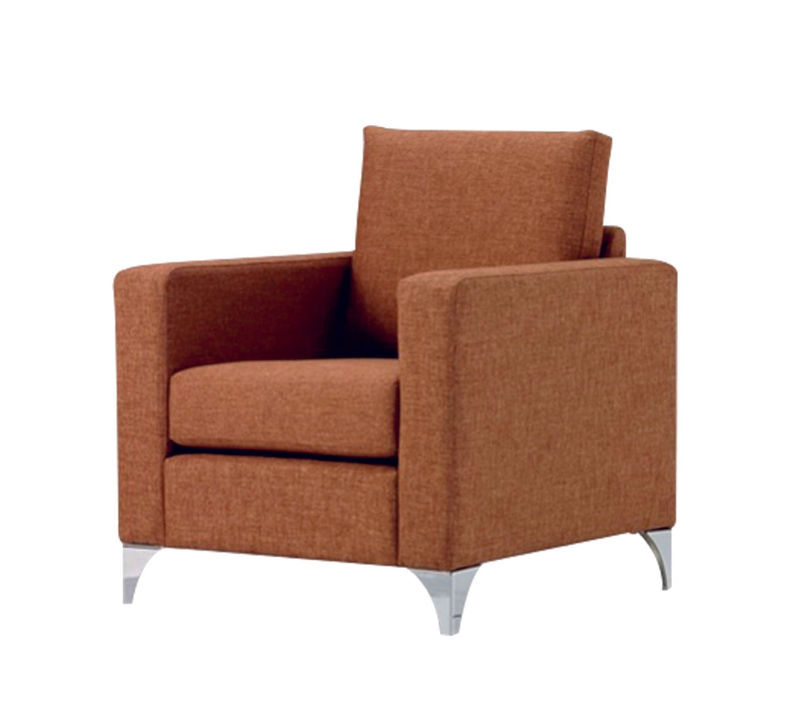 One Seater Sofa Arm Chair in Solid Wooden Frame With SS Legs -