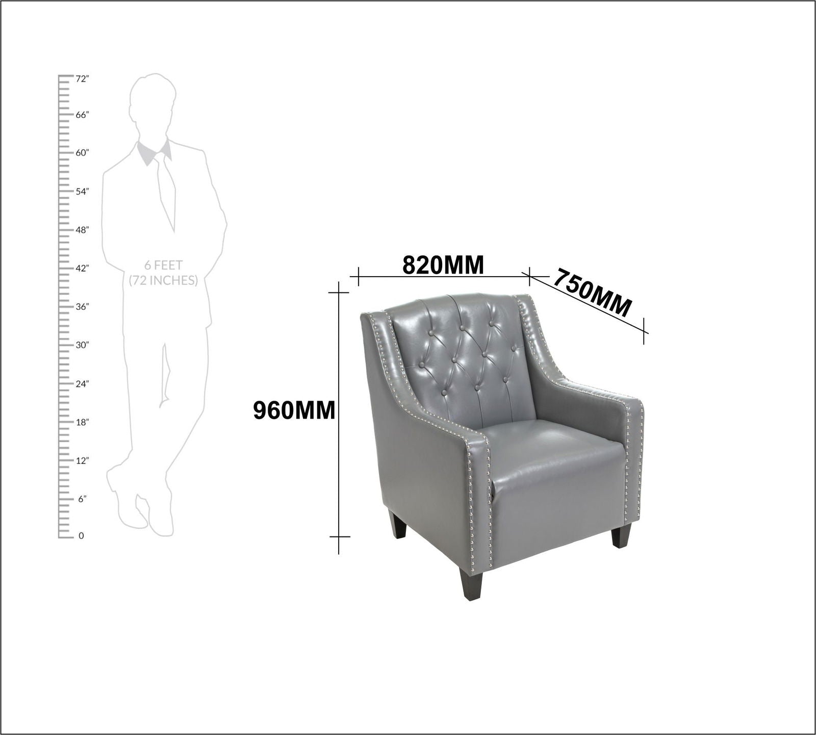 One Seater Sofa Wooden Legs With Ottoman -